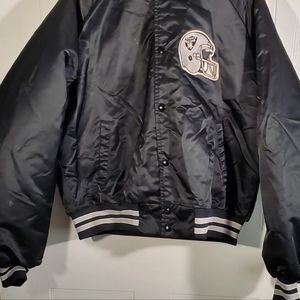 OAKLAND RAIDERS SATIN JACKET SIZE L CHALKLINE USA MADE VINTAGE 1980'S LAS VEGAS